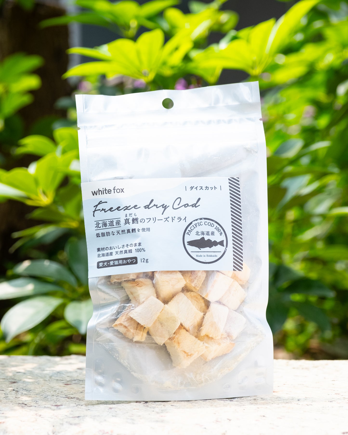 【white fox】日本北海道產 天然真鱈凍乾骰方塊猫咪零食 12g 高蛋白低脂白身魚小食